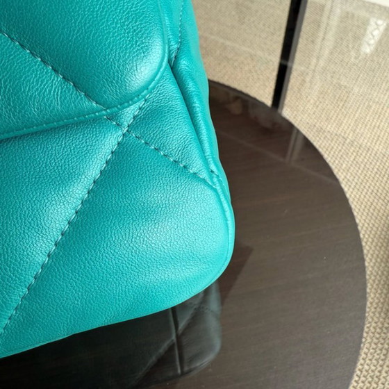 Image 1 of Chanel 19 Bag Small - Quilted Goatskin Green Blue Two-tone Hardware Series 30