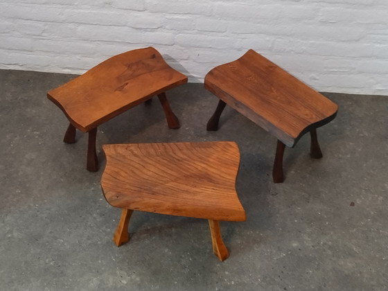Image 1 of 3 x Brutalist side tables / tree trunk tables, 1960s