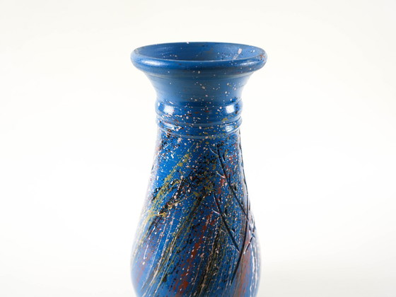 Image 1 of Blue ceramic vase, Danish design, 1970s, made in Denmark