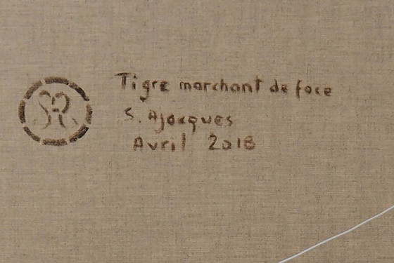 Image 1 of Tiger läuft auf den Betrachter zu Öl auf Leinwand