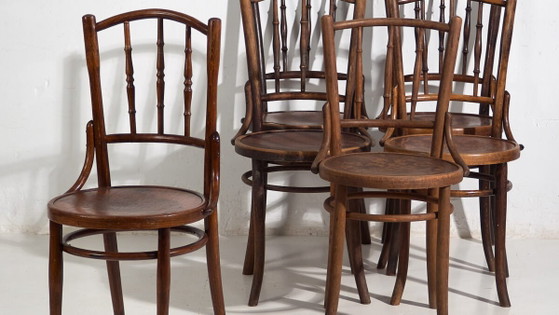 Sedie antiche stile caffè parigino (c.1920). Set di 6 pezzi #3 – Sedie da pranzo, Wood (photo 3 of 40)