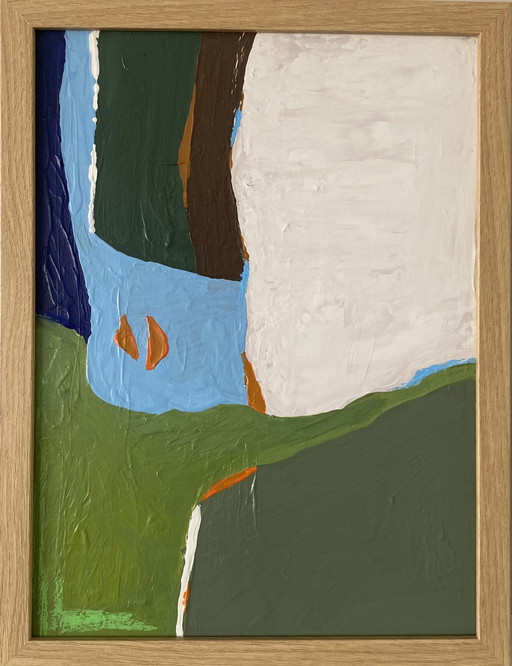 Abstract schilderij 30 x 40 cm inclusief lijst 