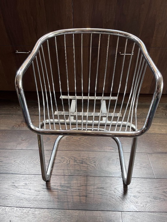 Image 1 of 5 Stühle mit verchromtem Rohrgestell, im Stil von Gastone Rinaldi