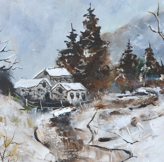 Río en invierno – P. Ladent, Pinturas y dibujos, Lienzo (photo 3 of 5)
