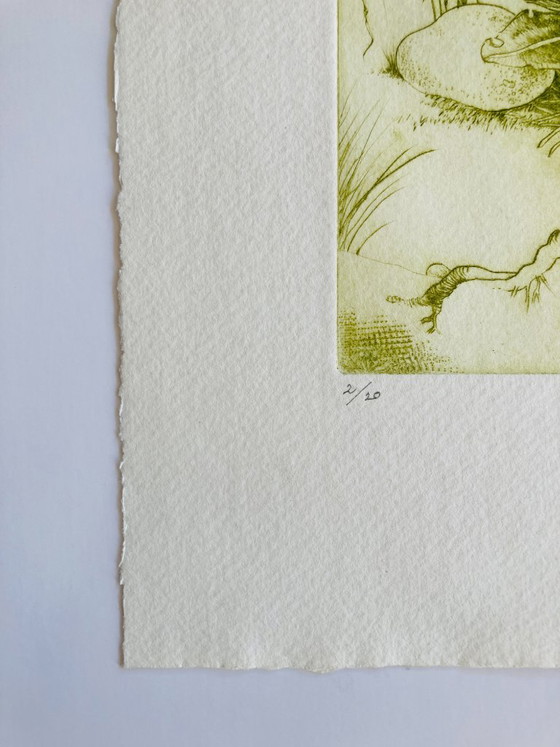 Michaela Lesarova Roubickova - Vintage Etching - Garden of Eden, Lithographs & prints, Paper, Green (photo 4 of 5)