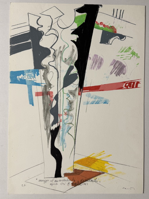 Sandro Trotti silkscreen print, 50x70cm, homage to Kennedy, abstract, modern
