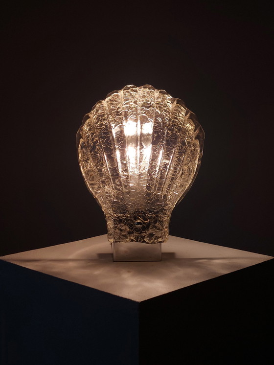 Image 1 of Vintage Murano wandlamp met craquelé glas en chroomafwerking