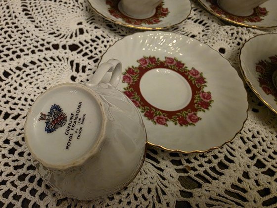 Image 1 of 4-delige vintage kop-en-schotelset van het Duitse kwaliteitsmerk Genuine Royal Frankonia