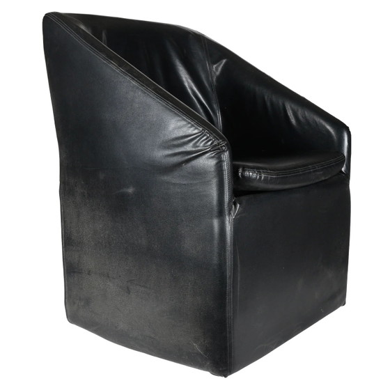 Sillón de Polipiel Negro Años 80 – Sillones, Vintage (photo 2 of 8)