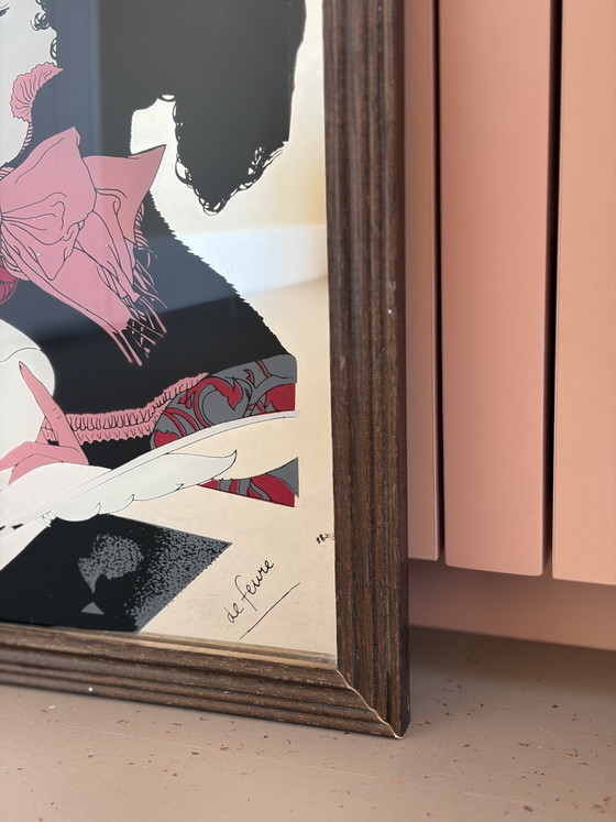 Prachtige vintage Art Nouveau reclamespiegel – Georges de Feure (70s/80s) – Wood, Glass (photo 4 of 8)