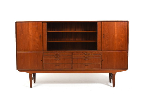 Image 1 of High Quality Danish Highboard with Brass Handle Inlays 1950s