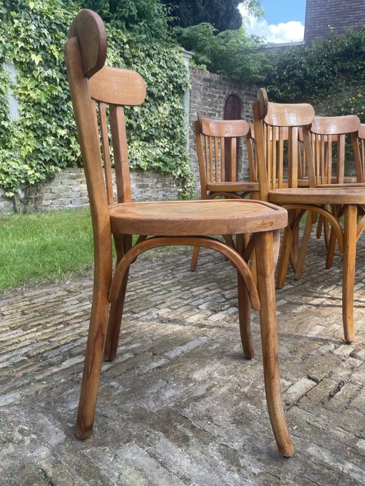 7x Baumann Bistro Chairs Kitchen Chairs 1950s France