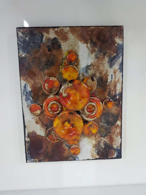 Keramik Wandfliese von Ruscha, 1970er Jahre