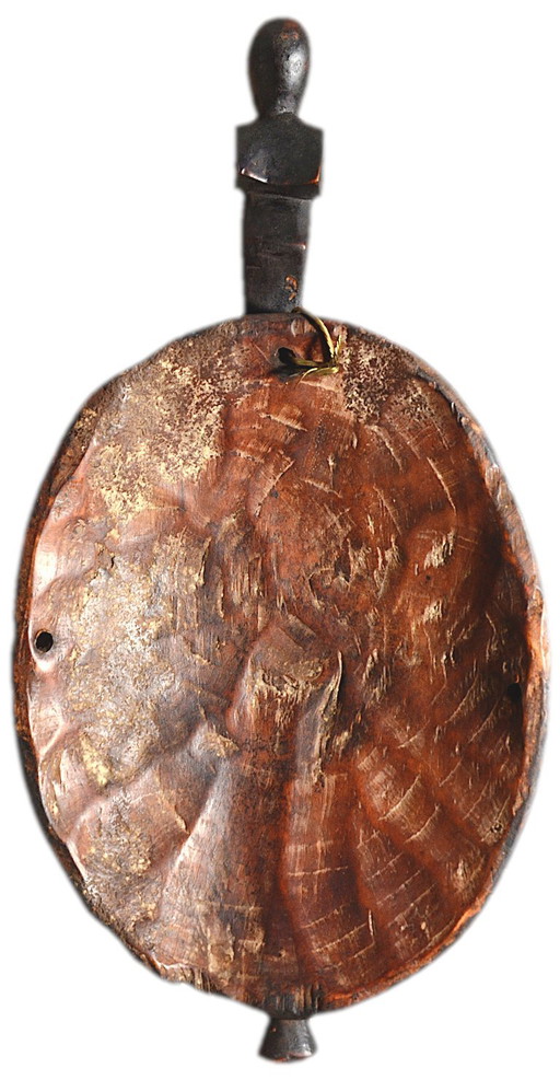 Masque africain en bois, symbolisant un visage surmonté d’un oiseau, Côte d’Ivoire, 14x28cm (photo 2 of 5)