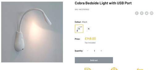 Lampe murale USB Innermost Cobra Nude White 45 cm, neuve sous blister, prix conseillé 149 £