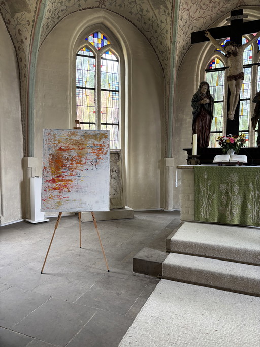 Peinture à l'huile sur toile, 100x80 cm, "Incolmato..."