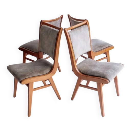 Set aus 4 Vintage Esszimmerstühlen aus Holz