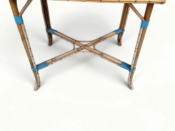 Geflochtener Rattantisch, Mitte des 20. Jahrhunderts – Esstische, Wicker, Wood (photo 6 of 8)
