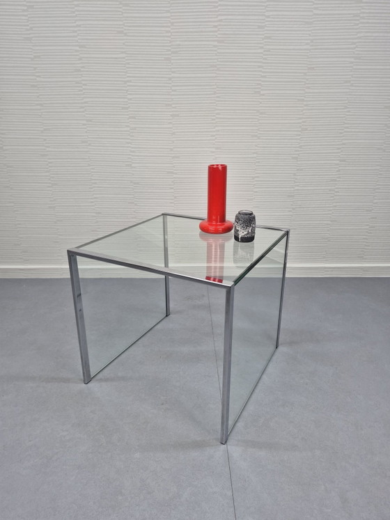 Vintage chrome and glass side table minimalist. (photo 2 of 14)