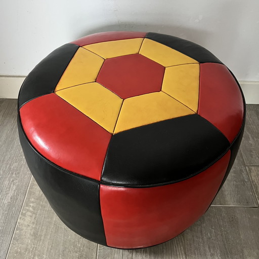 Prachtige vintage poef en meerdere kleuren leer