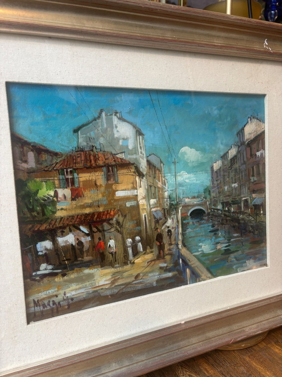 Oil Painting on Cardboard "Disappearing Milan: Vicolo dei Lavandai" by Giampietro Maggi (photo 4 of 11)