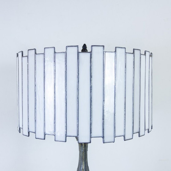 Bronzelampe mit Bleiglas-Schirm – Tischlampen, Copper (photo 3 of 7)