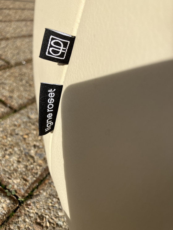 Image 1 of Ligne Roset Pumpkin 1 plaza + puf de cuero beige Pierre Paulin