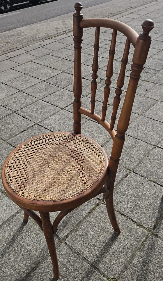 Image 1 of 3 sedie da bistrot vintage Fischel con seduta in fettuccia - prezzo fisso