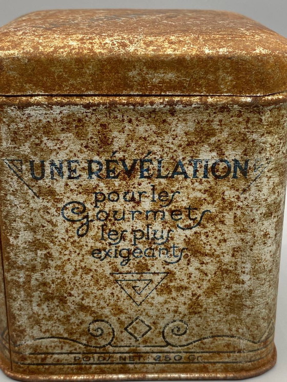 Koffiedoos van blik met reliëf – P.D.V. Coffee – De Grand Luxury Blend – Frankrijk, – Decoratieve objecten (photo 3 of 3)