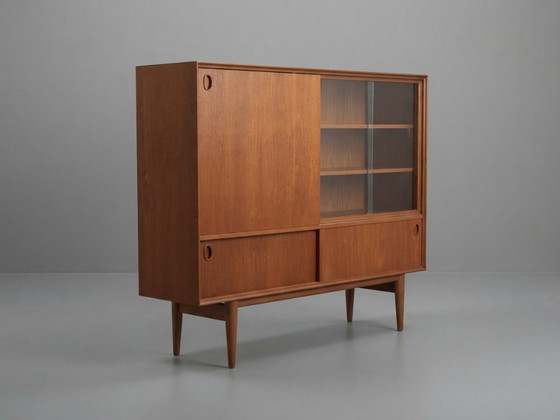 Oswald Vermaercke "Paola" Teak Highboard für V-Form, Belgien 1959 – Buffetschränke, Wood (photo 2 of 8)