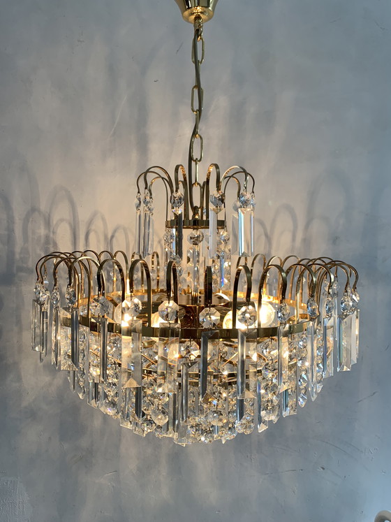 Image 1 of Original Vintage Massive Crystal Chandelier – 1970s Waterfall
