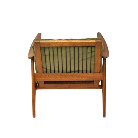 Image 1 of Fauteuil scandinave vintage avec revêtement en velours côtelé vert des années 1970