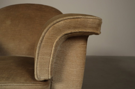 Image 1 of Art-Deco-Loungesessel mit originalem Samtbezug, Belgien, um 1930