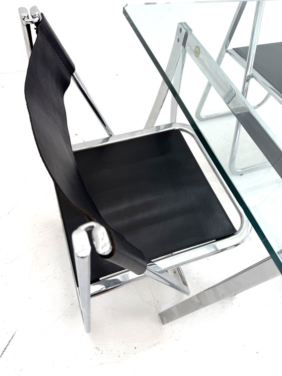 4x Vintage ‘Tamara’ Klapstoel, Arrben Italy ‘80 – Klapstoelen, Chrome, Leather (photo 8 of 13)