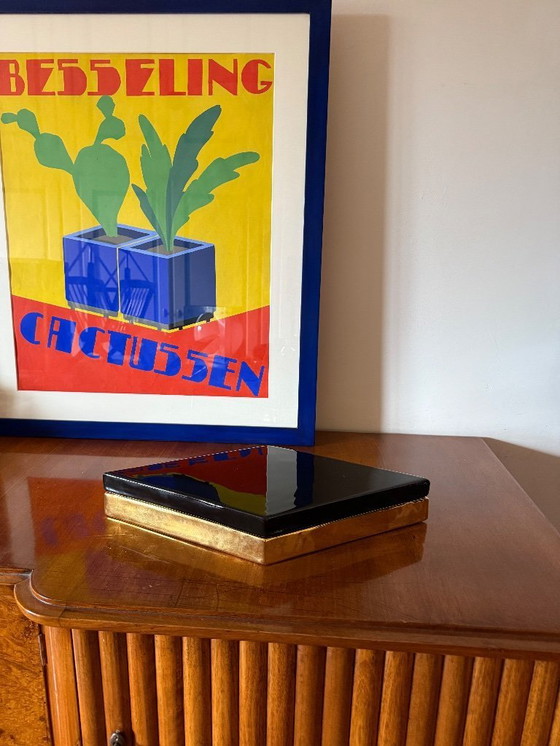 Image 1 of Ferdinando Loffredo, goldene Keramikdose, Ceramiche del Ferlaro, Italien 1970er Jahre