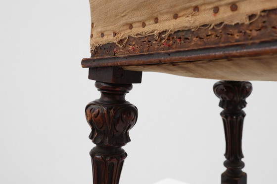 Image 1 of Baroque 19th century oak stool in Louis XV style, France 