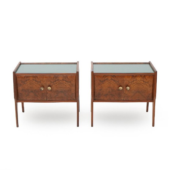 Image 1 of Par de mesitas de noche de brezo, años 50