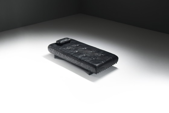 Image 1 of Superbe Daybed DS-80 vintage en cuir noir d'origine par De Sede Swiss