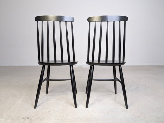 Image 1 of 2er Set Midcentury Stuhl Ilmari Tapiovaara Vintage Holzsprossen schwarz
