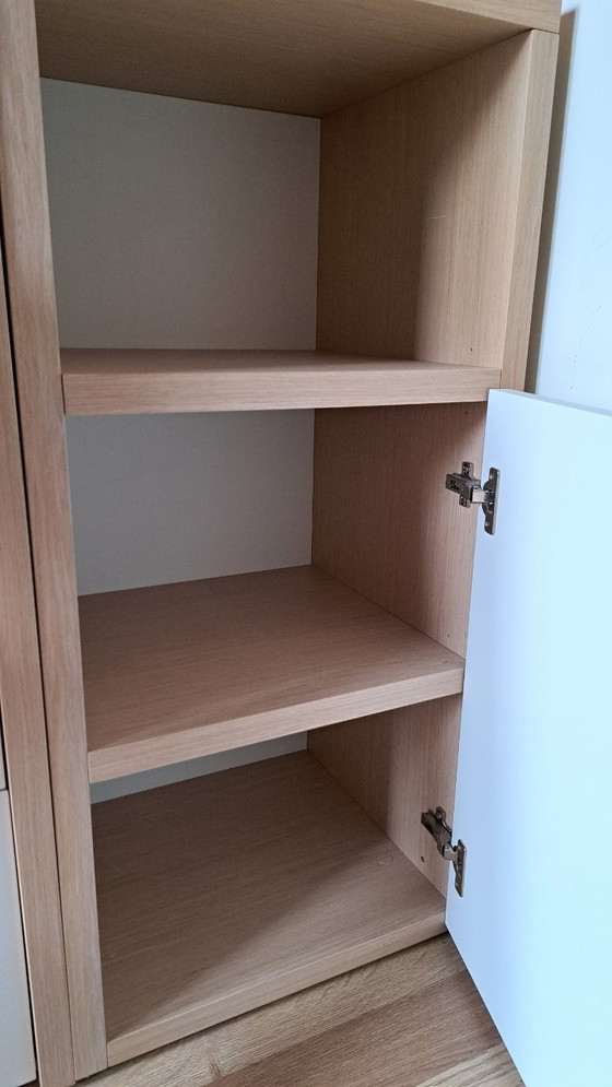 Single bed with storage drawers and matching elevated bedside table, white and light wood, Dearkids, Mdf (photo 6 of 9)