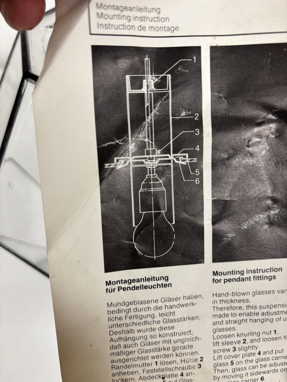 Image 1 of Unique: Vintage Glashütte Limburg Pendant Lamp 'New Old Stock' (New in Box!)