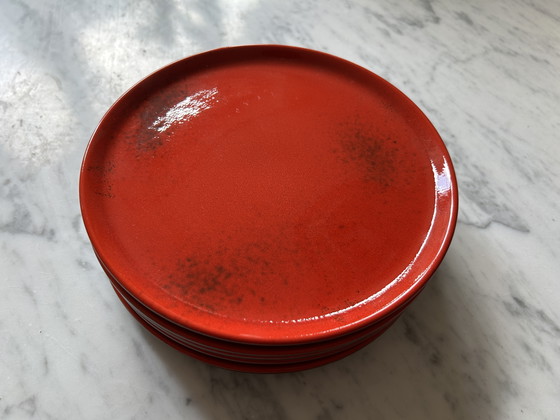 Image 1 of 5x Vintage Gebaks / Ontbijtbord Rood