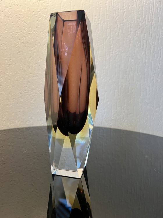 Mid-Century Murano faceted Sommerso glass vase (Luigi Mandruzzato) (photo 7 of 12)
