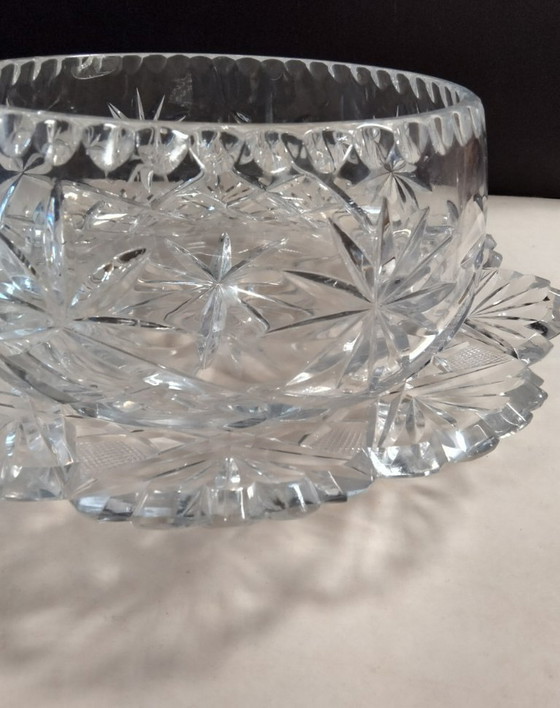 Image 1 of ciotola di cristallo con sottopiatto/piatto