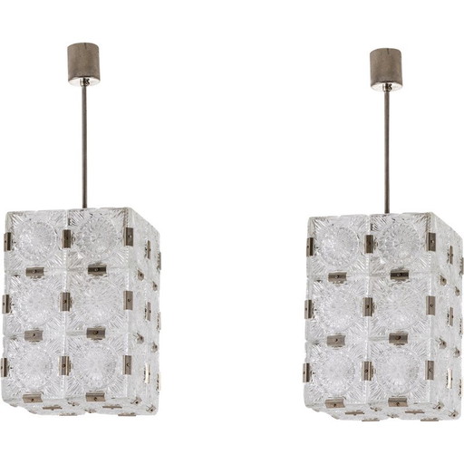 Vintage hanglamp in glas van Kamenicky Senov, 1970