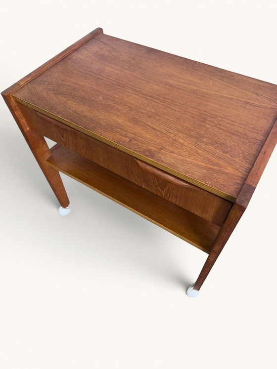 Deense Vintage Teak Trolley Op Zwenkwieltjes Met Lade – Serveerwagens, Wood (photo 5 of 5)