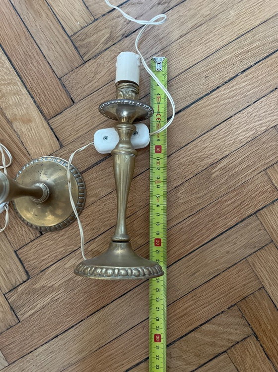 * Pair of Vintage Brass Hollywood Regency Candlestick Lamps - As-Is – Table lamps (photo 5 of 5)