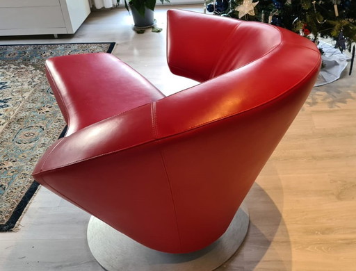 Leolux Parabolica Drehsessel in rotem Leder