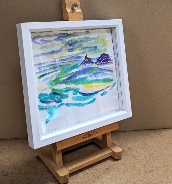 Image 1 of CAPE CORNWALL PRIEST COVE BRISONS SEASCAPE NIGEL WATERS ENCADRÉ SIGNÉ PLEIN AIR