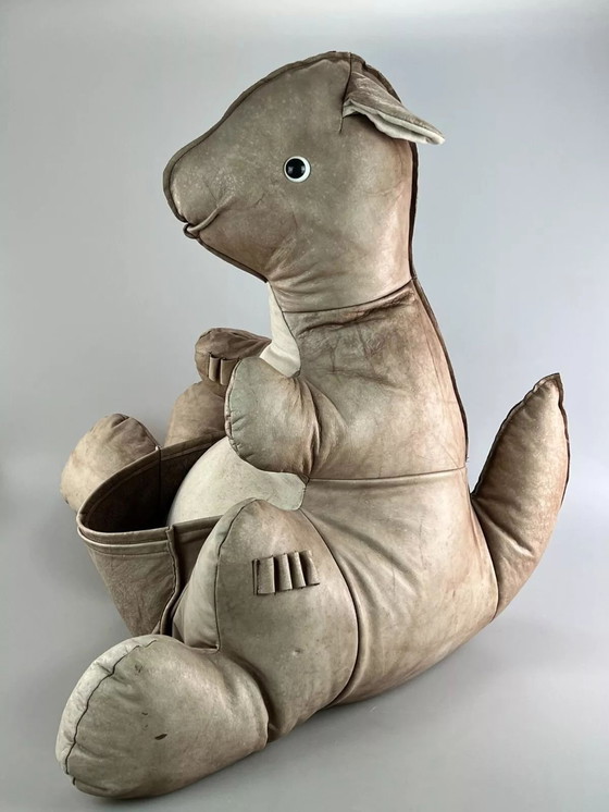 Image 1 of 60s 70s vintage leather kangaroo magazine rack Space Age